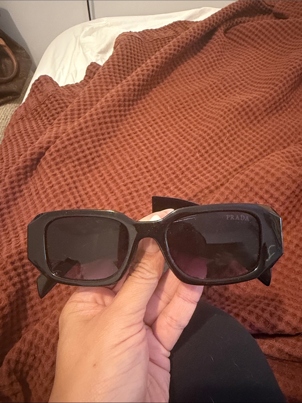 Prada Black Geometric Frame Sunglasses